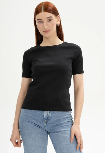 Rib T-Shirt "Jasleen" - black