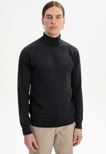 Feinstrick Rollkragenpullover "Kanja" - schwarz