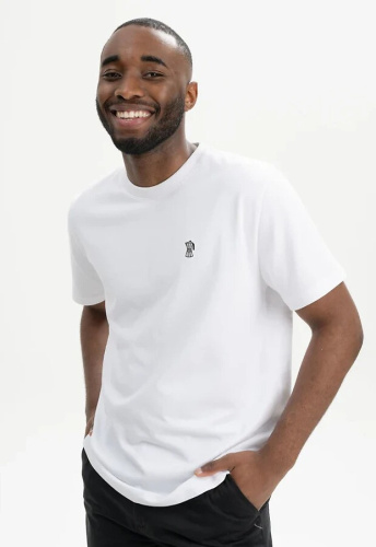 Heavy T-Shirt "Pravin Embroidery" - white/coffee