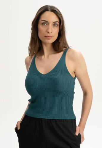 V-Neck Strick-Top "Rhada" - deep sea