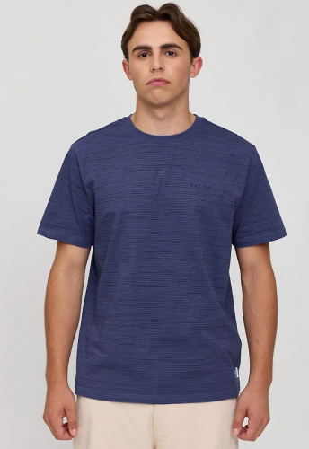 Wobbly Striped T - iris blue/black