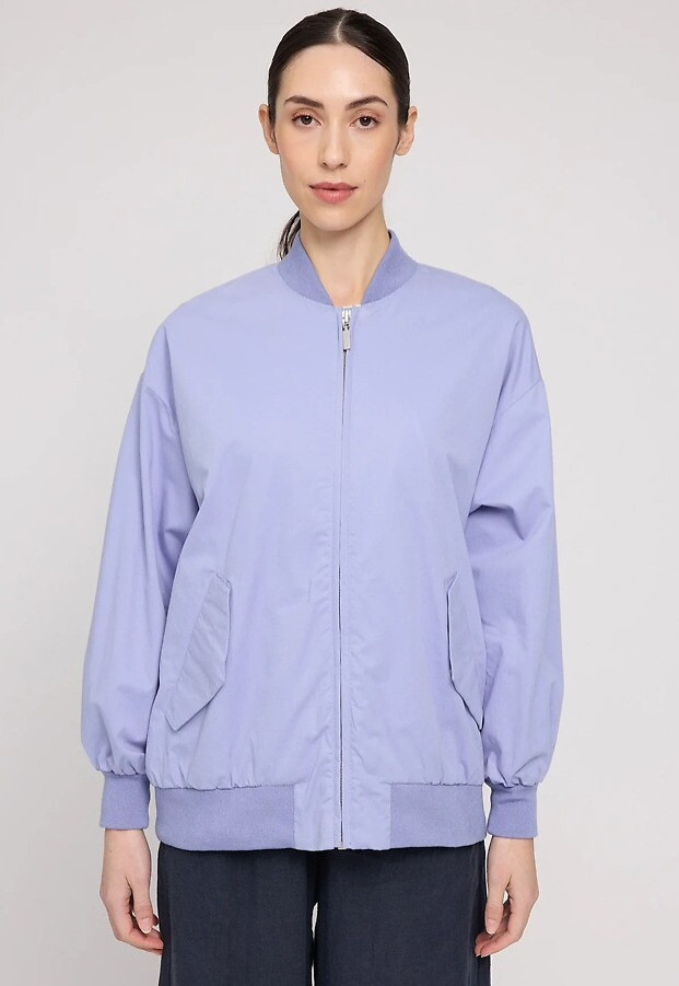 Loose Fit Cotton Bomber - cornflower
