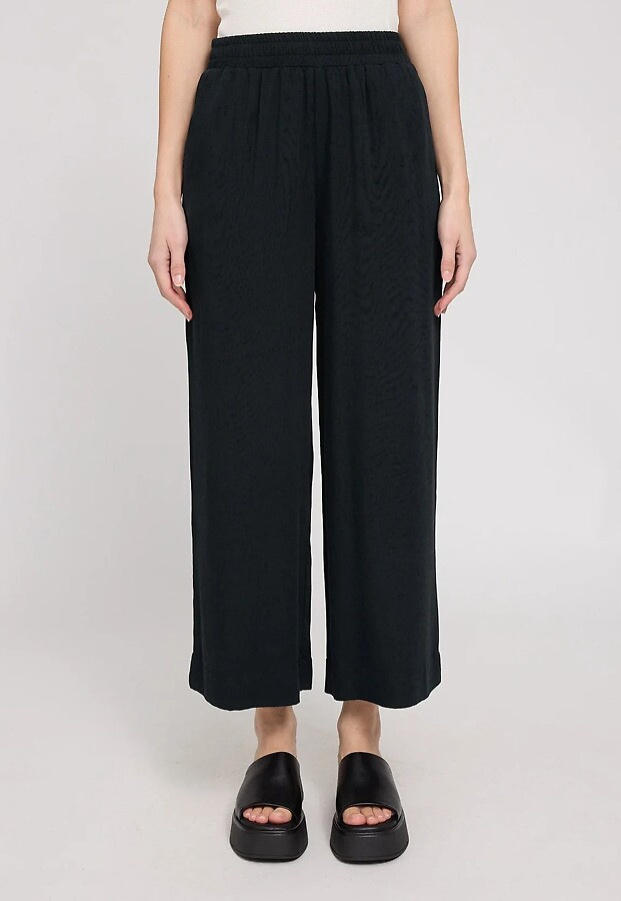 Wide Leg Viscose Pants - black
