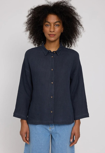 3/4-Arm-Leinenbluse - ink blue