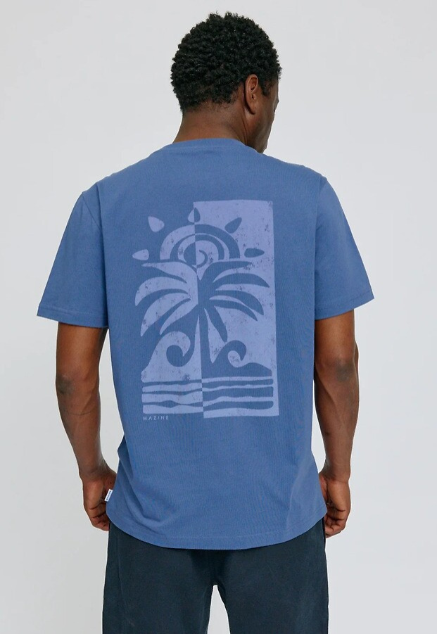 Back Print T-Shirt - blue indigo/palm