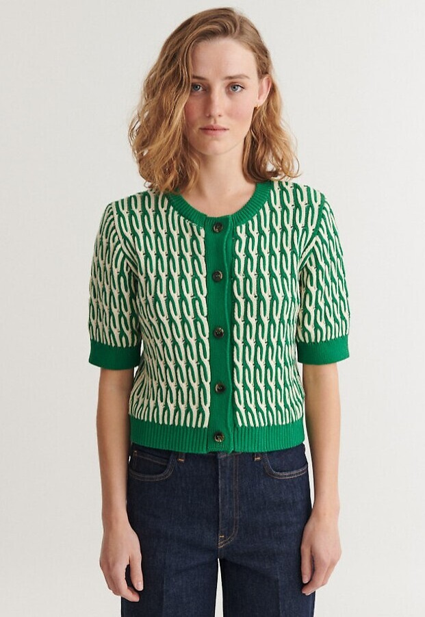 Strick-Cardigan "Minie" - green/white