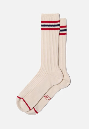 Nudie "Women Tennis Socks Retro" - offwhite/red