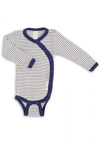 Wickelbody aus Wolle/Seide - natur/marine