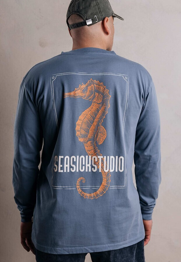 Longsleeve "Seasick Horse" - ash blue