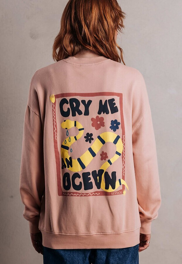 Sweater "Cry Me An Ocean" - rosa