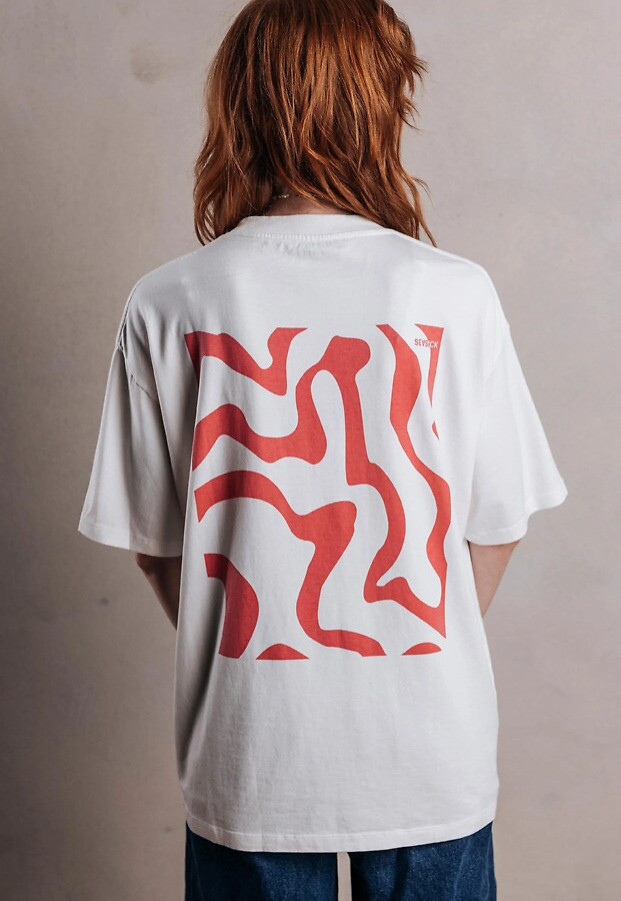 T-Shirt "Pink Waves" - weiß