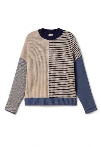 Woll-Strickpullover "Tubai" - blue block